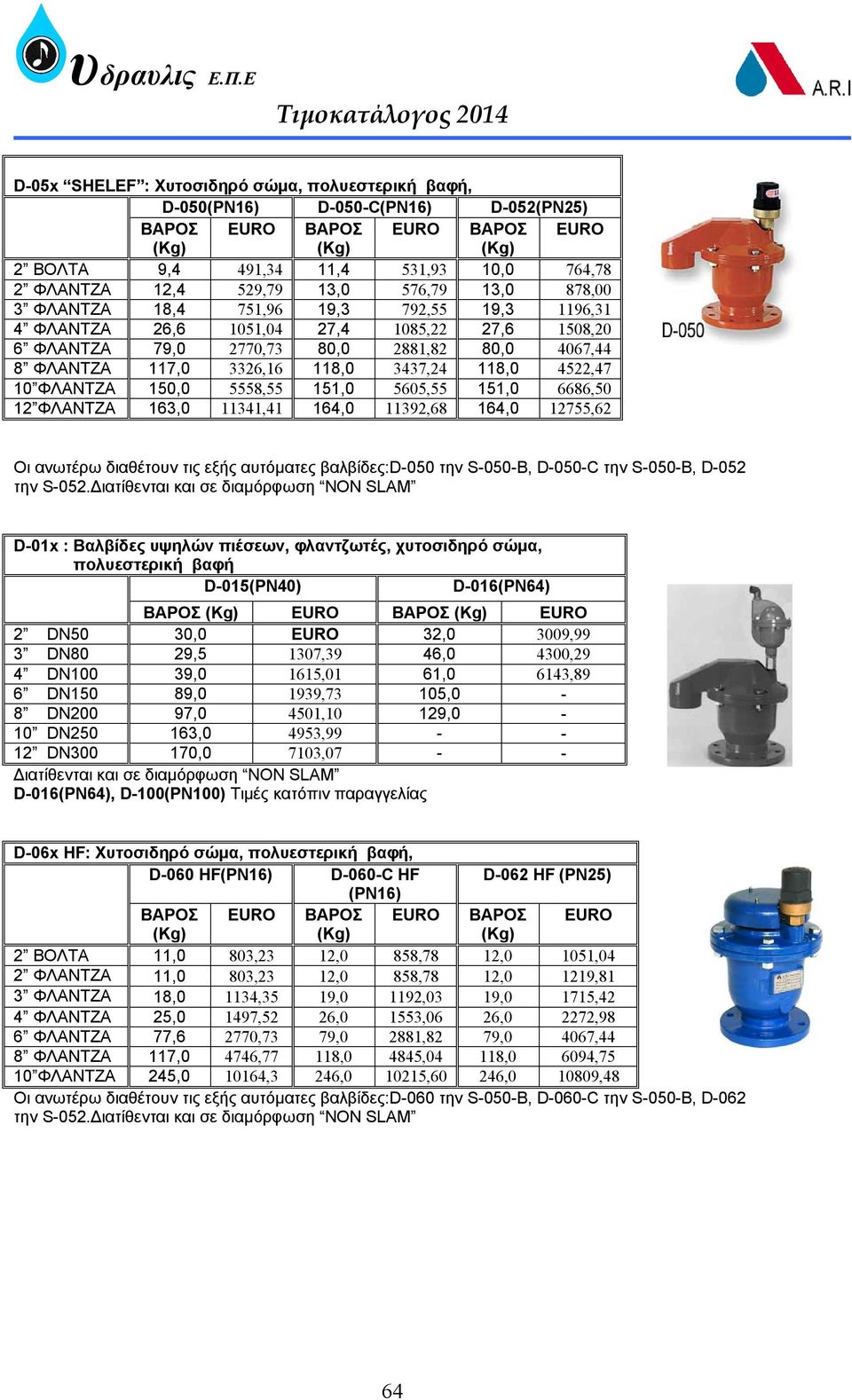 151,0 6686,50 12 ΦΛΑΝΤΖΑ 163,0 11341,41 164,0 11392,68 164,0 12755,62 Οι ανωτέρω διαθέτουν τις εξής αυτόματες βαλβίδες:d-050 την S-050-B, D-050-C την S-050-B, D-052 την S-052.
