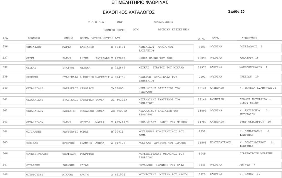 ΝΙΚΟΛΑΟΣ Χ488805 ΜΙΧΑΗΛΙ ΗΣ ΒΑΣΙΛΕΙΟΣ ΤΟΥ ΝΙΚΟΛΑΟΥ 4 Κ. ΣΩΤΗΡΑ.