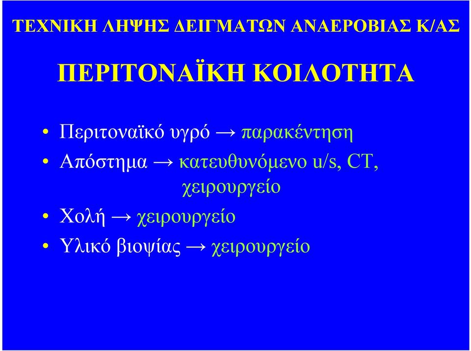 παρακέντηση Απόστημα κατευθυνόμενο u/s, CT,