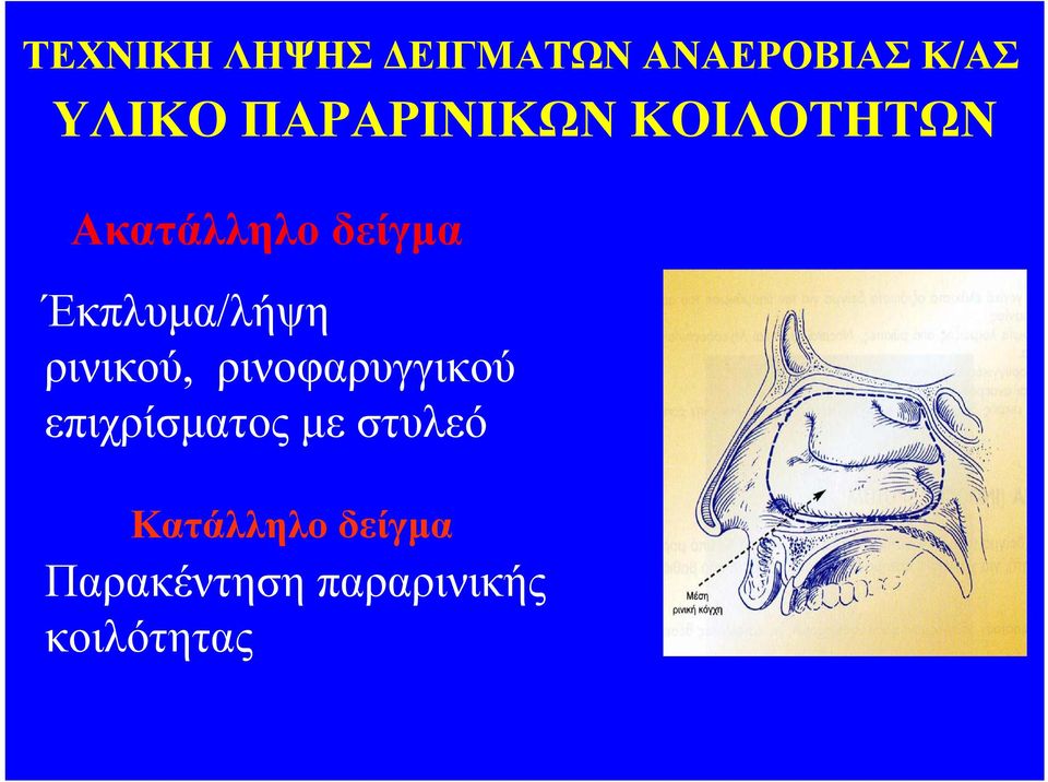 Έκπλυμα/λήψη ρινικού, ρινοφαρυγγικού επιχρίσματος