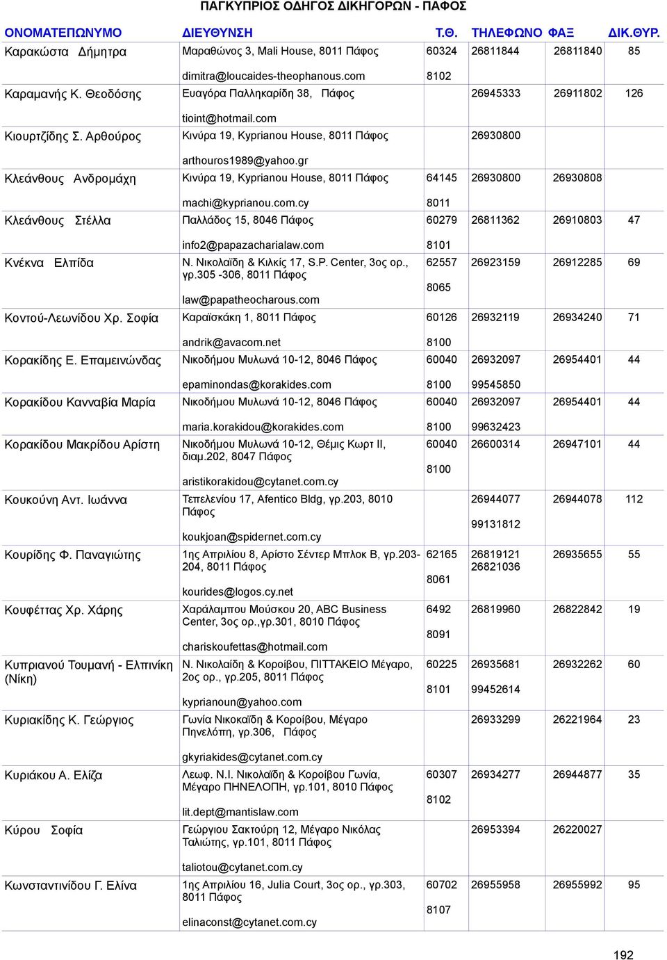 com Κνέκνα Ελπίδα Ν. Νικολαϊδη & Κιλκίς 17, S.P. Center, 3ος ορ., 62557 26923159 26912285 69 γρ.305-306, 8011 8065 law@papatheocharous.com Κοντού-Λεωνίδου Χρ.