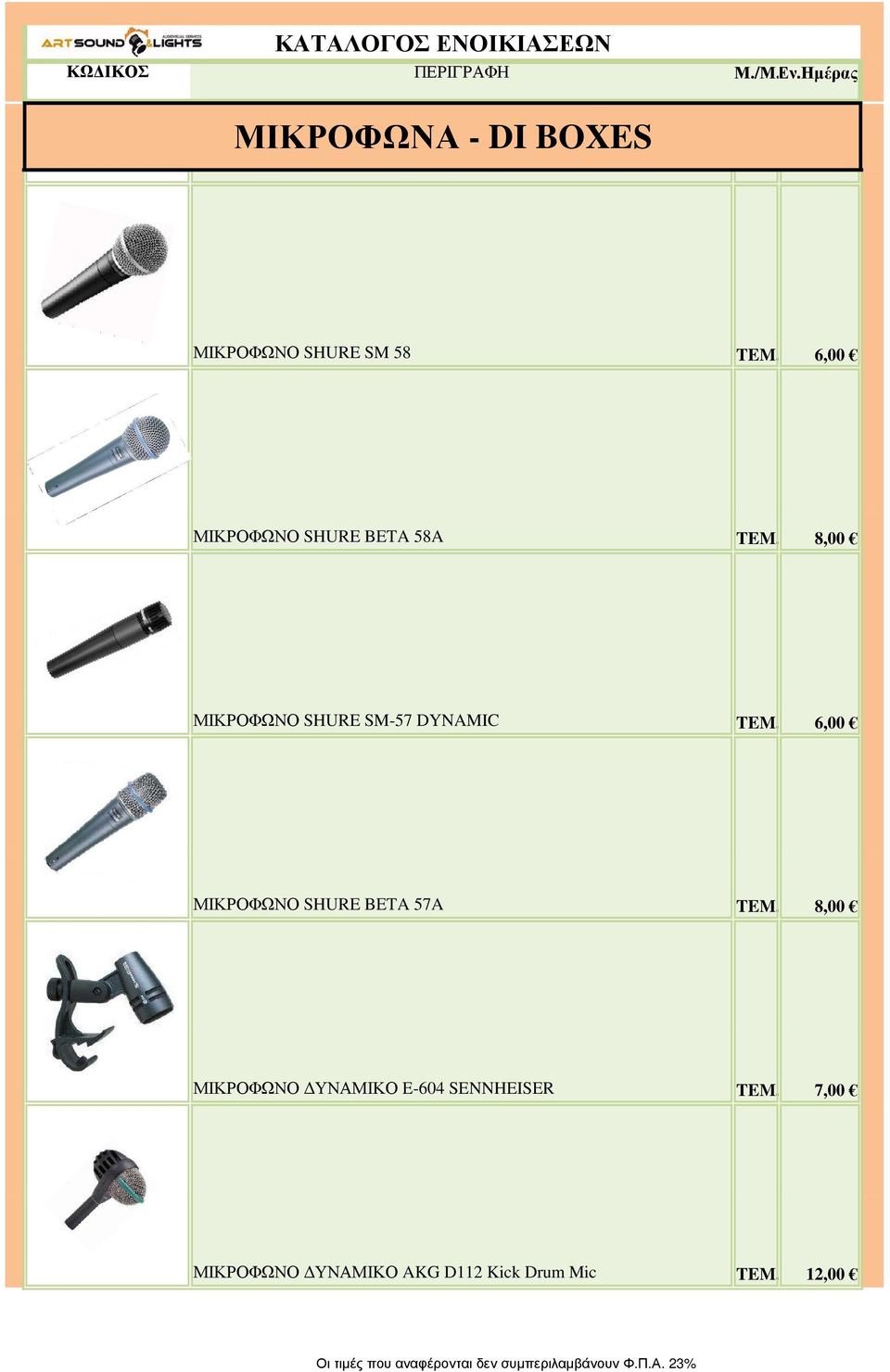 8,00 ΜΙΚΡΟΦΩΝΟ SHURE SM-57 DYNAMIC TEM.