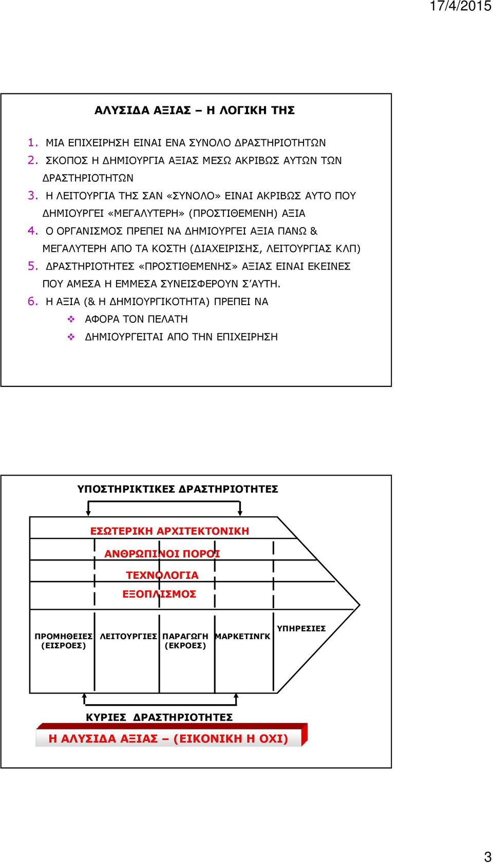 Ο ΟΡΓΑΝΙΣΜΟΣ ΠΡΕΠΕΙ ΝΑ ΔΗΜΙΟΥΡΓΕΙ ΑΞΙΑ ΠΑΝΩ & ΜΕΓΑΛΥΤΕΡΗ ΑΠΟ ΤΑ ΚΟΣΤΗ (ΔΙΑΧΕΙΡΙΣΗΣ, ΛΕΙΤΟΥΡΓΙΑΣ ΚΛΠ) 5.