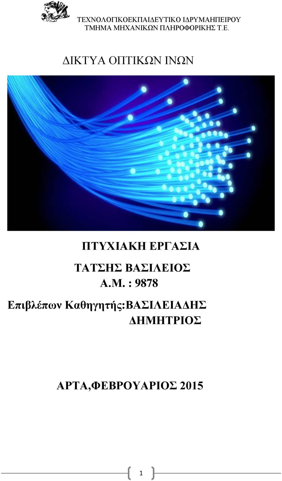 ΔΙΚΤΥΑ ΟΠΤΙΚΩΝ ΙΝΩΝ ΠΤΥΧΙΑΚΗ ΕΡΓΑΣΙΑ ΤΑΤΣΗΣ