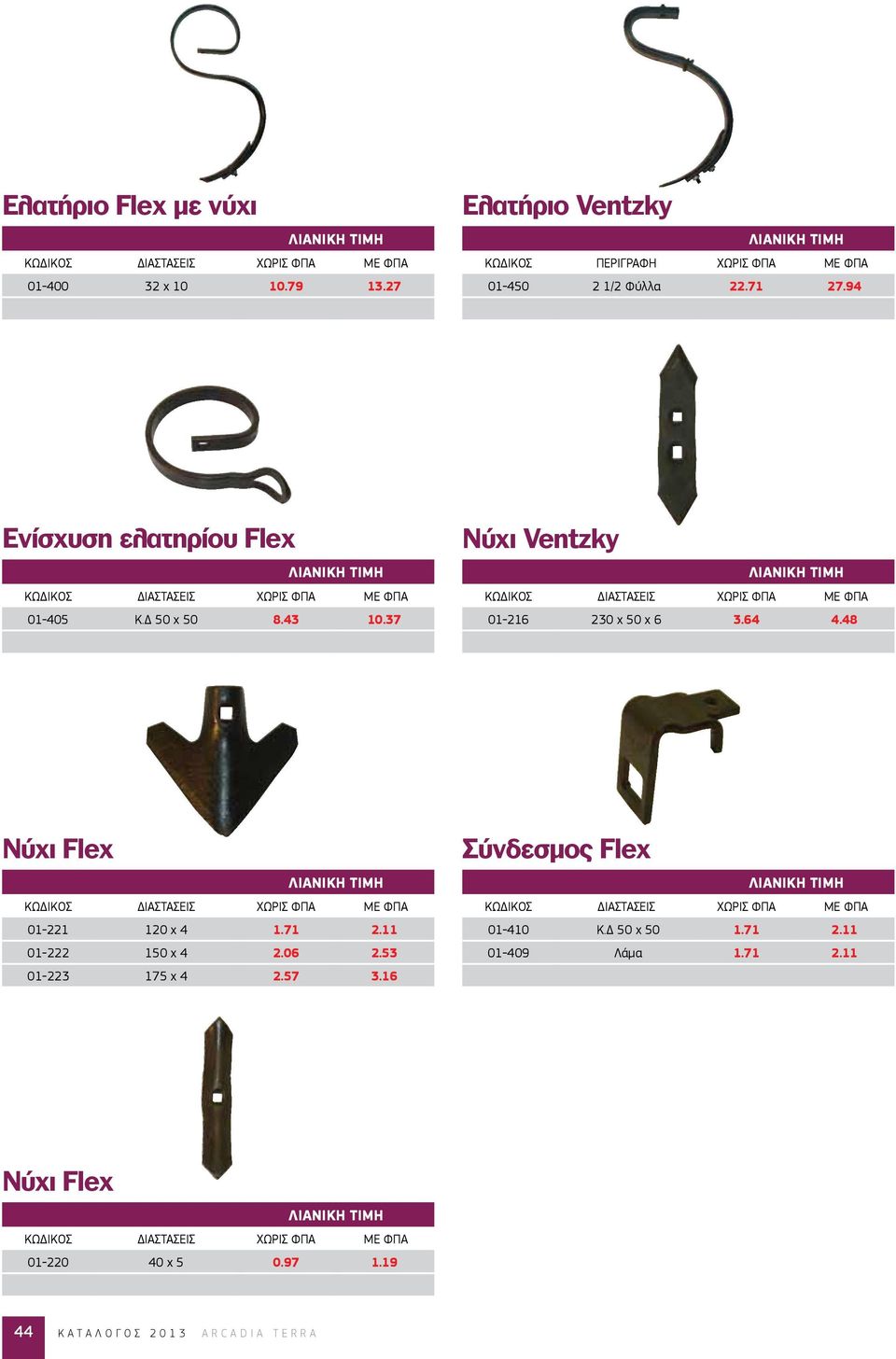 64 4.48 Νύχι Flex 01-221 120 x 4 1.71 2.11 01-222 150 x 4 2.06 2.53 01-223 175 x 4 2.57 3.