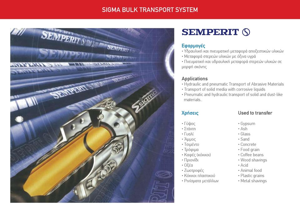 Pneumatic and hydraulic transport of solid and dust-like materials.