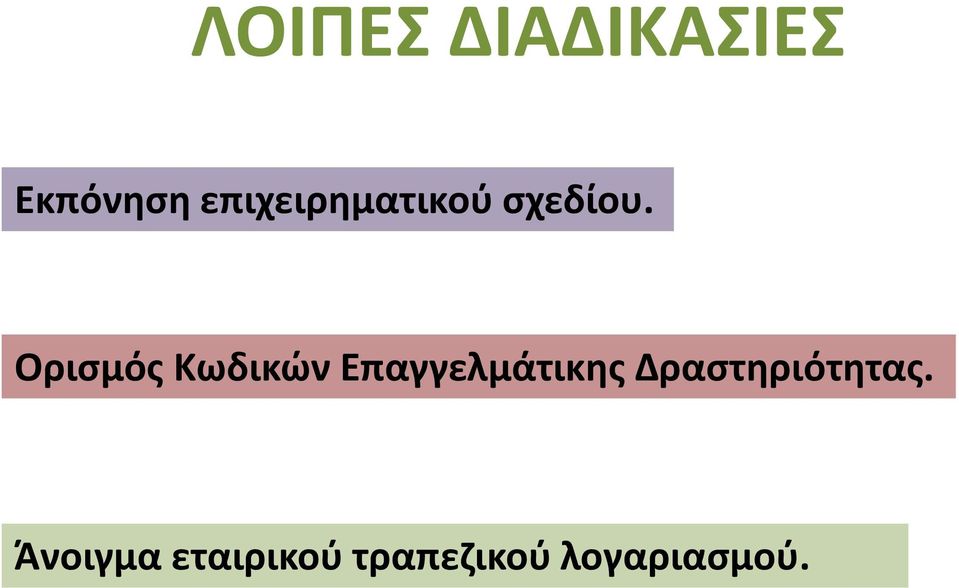 Ορισμός Κωδικών Επαγγελμάτικης