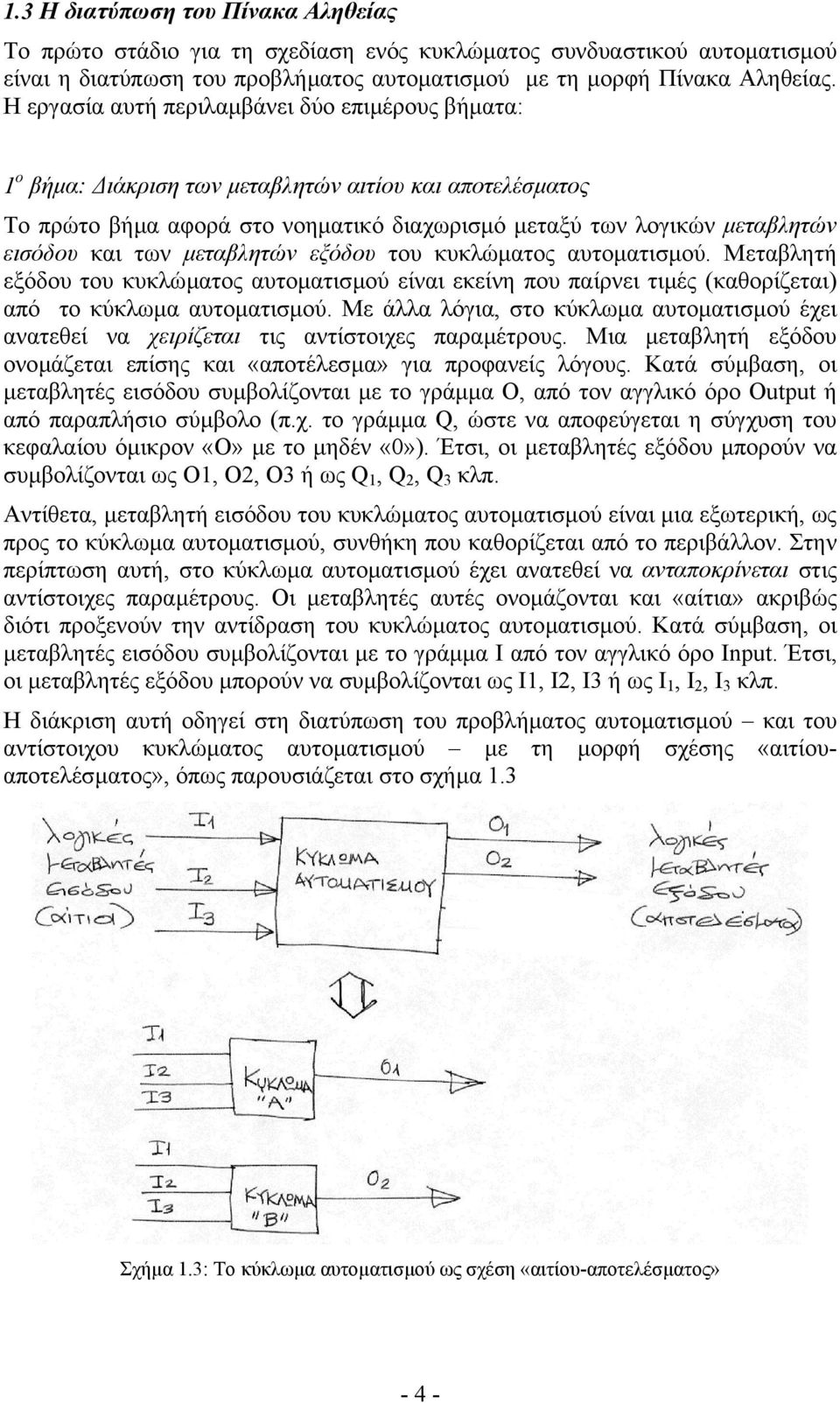 µεταβλητών εξόδου του κυκλώµατος αυτοµατισµού. Μεταβλητή εξόδου του κυκλώµατος αυτοµατισµού είναι εκείνη που παίρνει τιµές (καθορίζεται) από το κύκλωµα αυτοµατισµού.