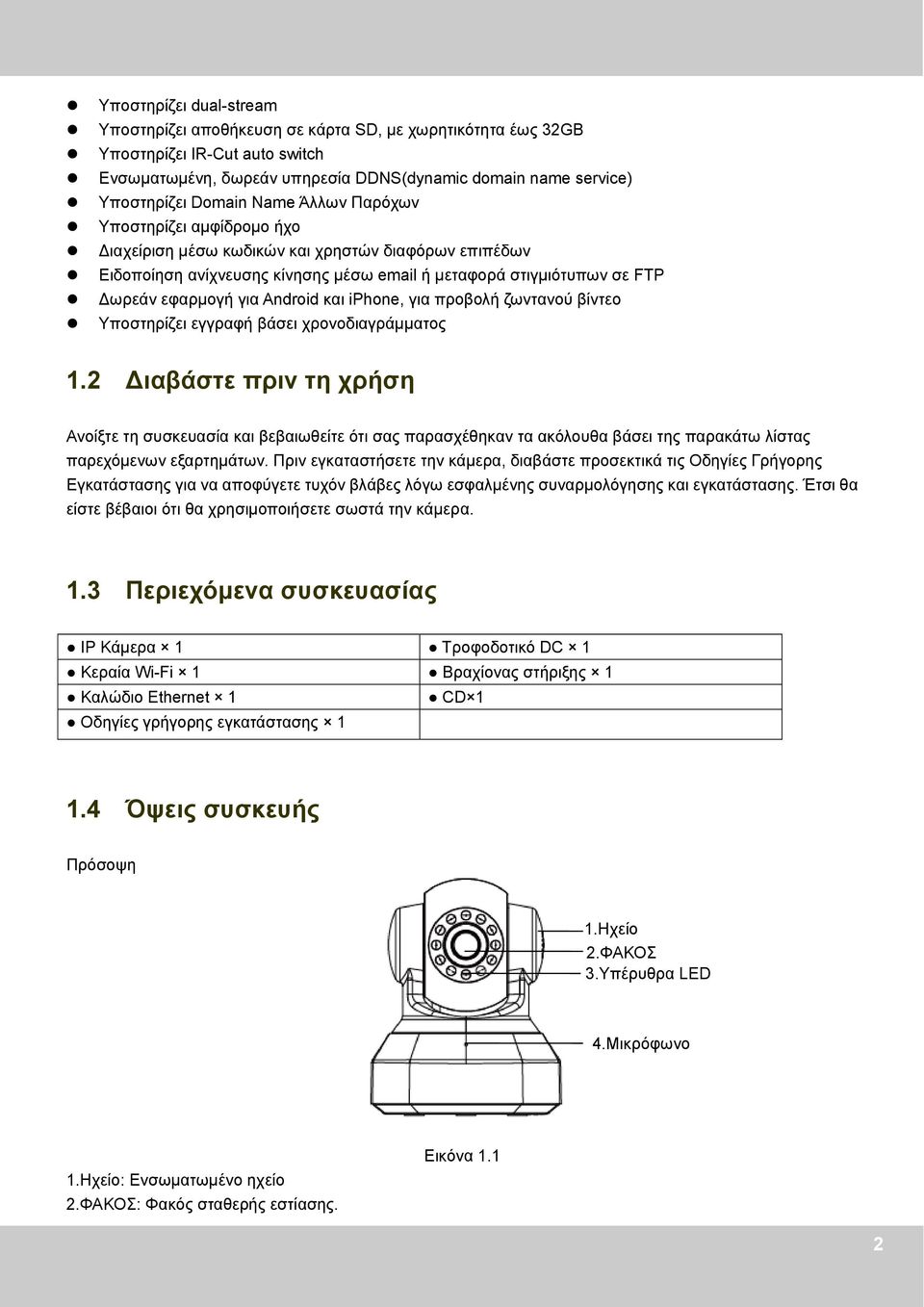 και iphone, για προβολή ζωντανού βίντεο Υποστηρίζει εγγραφή βάσει χρονοδιαγράμματος 1.