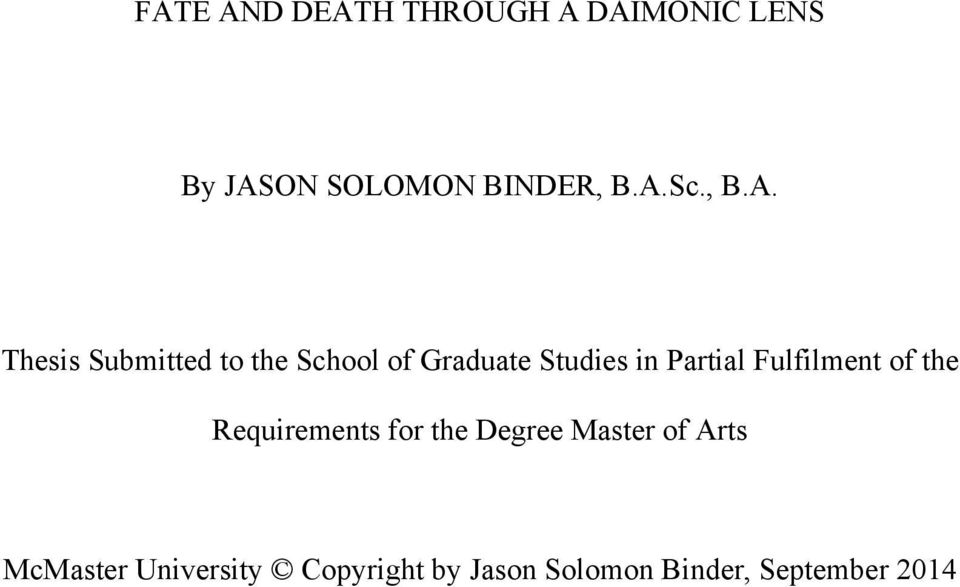 Thesis Submitted to the School of Graduate Studies in Partial