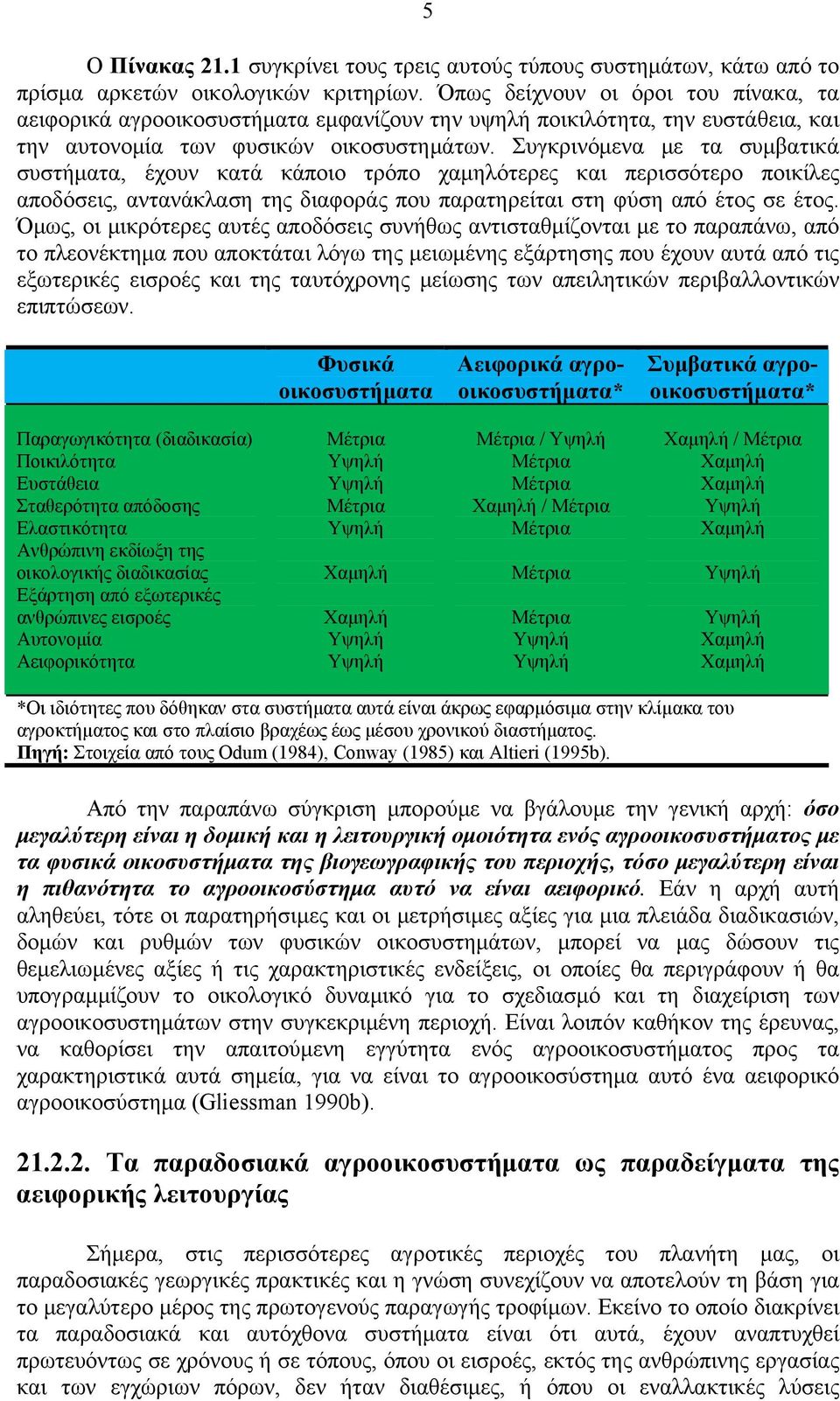 Συγκρινόμενα με τα συμβατικά συστήματα, έχουν κατά κάποιο τρόπο χαμηλότερες και περισσότερο ποικίλες αποδόσεις, αντανάκλαση της διαφοράς που παρατηρείται στη φύση από έτος σε έτος.