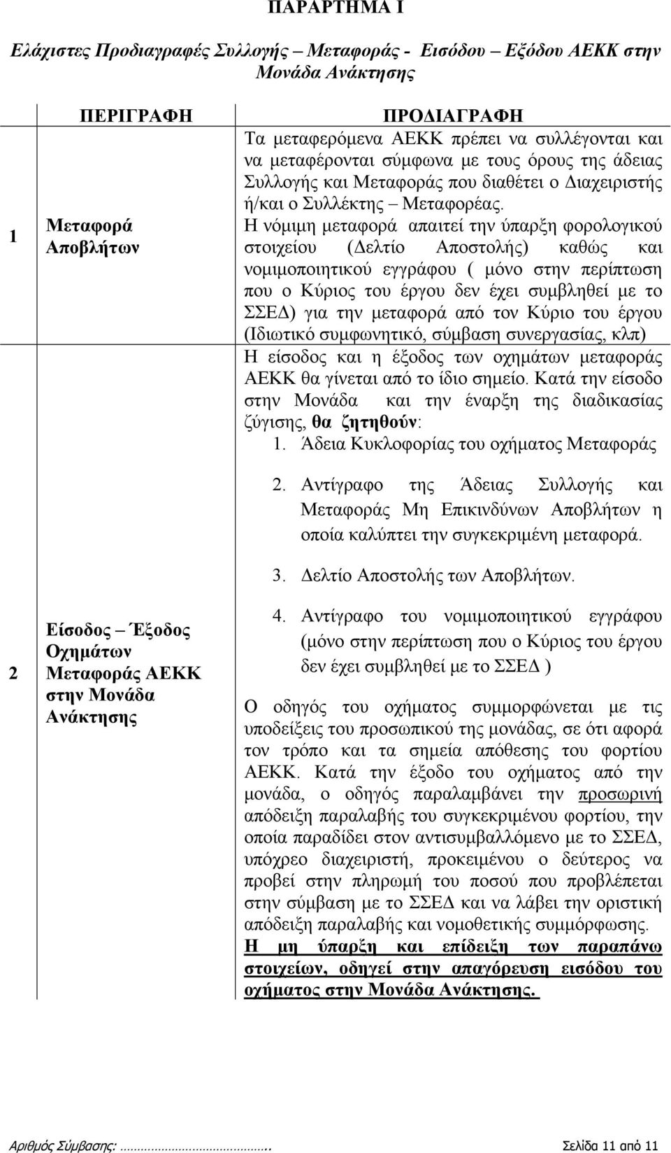 Η νόμιμη μεταφορά απαιτεί την ύπαρξη φορολογικού στοιχείου (Δελτίο Αποστολής) καθώς και νομιμοποιητικού εγγράφου ( μόνο στην περίπτωση που ο Κύριος του έργου δεν έχει συμβληθεί με το ΣΣΕΔ) για την