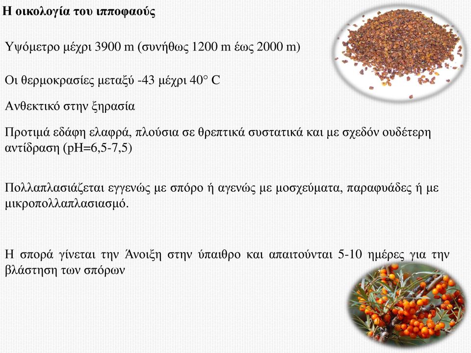 ουδέτερη αντίδραση (ph=6,5-7,5) Πολλαπλασιάζεται εγγενώς με σπόρο ή αγενώς με μοσχεύματα, παραφυάδες ή με