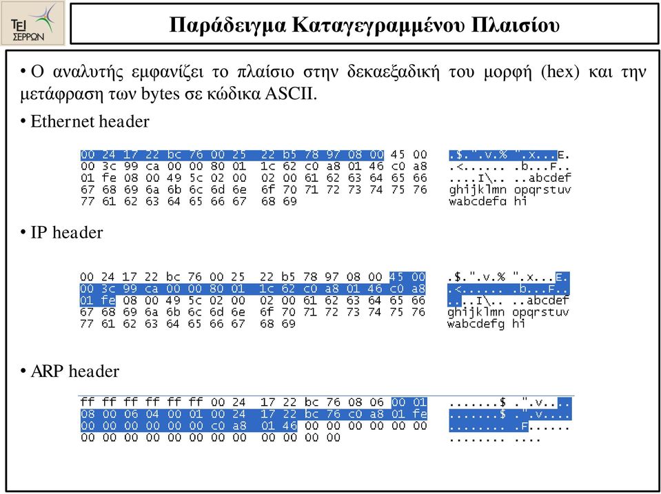 δεκαεξαδική του μορφή (hex) και την μετάφραση