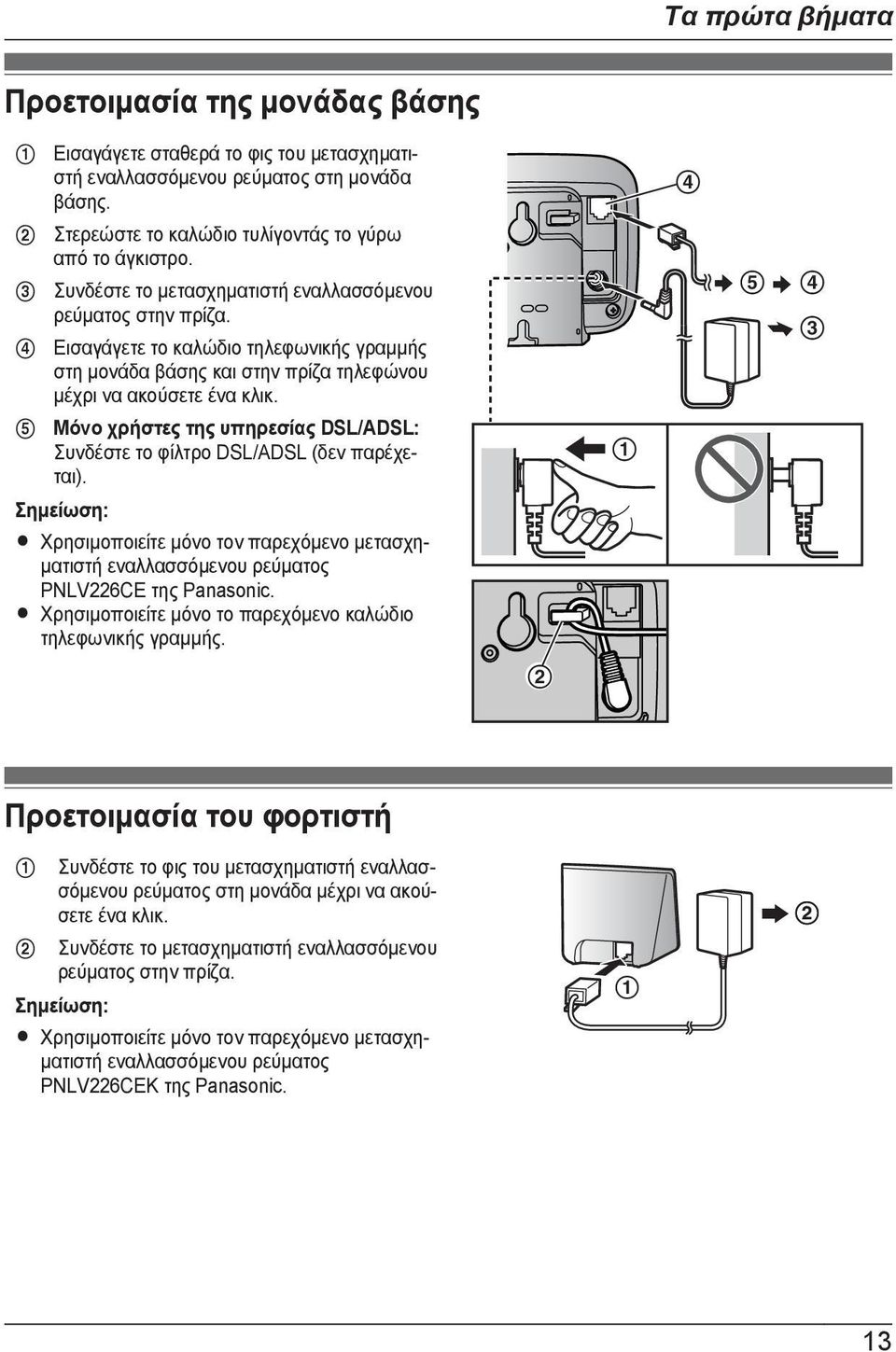 Μόνο χρήστες της υπηρεσίας DSL/ADSL: Συνδέστε το φίλτρο DSL/ADSL (δεν παρέχεται).