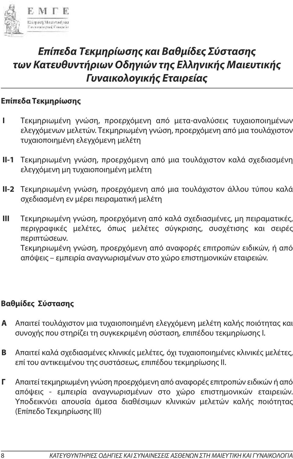 Τεκμηριωμένη γνώση, προερχόμενη από μια τουλάχιστον τυχαιοποιημένη ελεγχόμενη μελέτη Τεκμηριωμένη γνώση, προερχόμενη από μια τουλάχιστον καλά σχεδιασμένη ελεγχόμενη μη τυχαιοποιημένη μελέτη