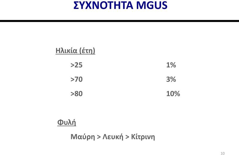 >70 3% >80 10% Φυλή