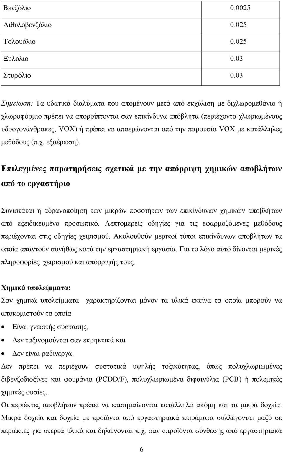 πρέπει να απαερώνονται από την παρουσία VOX µε κατάλληλες µεθόδους (π.χ. εξαέρωση).