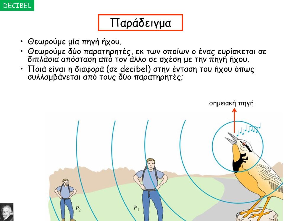 διπλάσια απόσταση από τον άλλο σε σχέση με την πηγή ήχου.