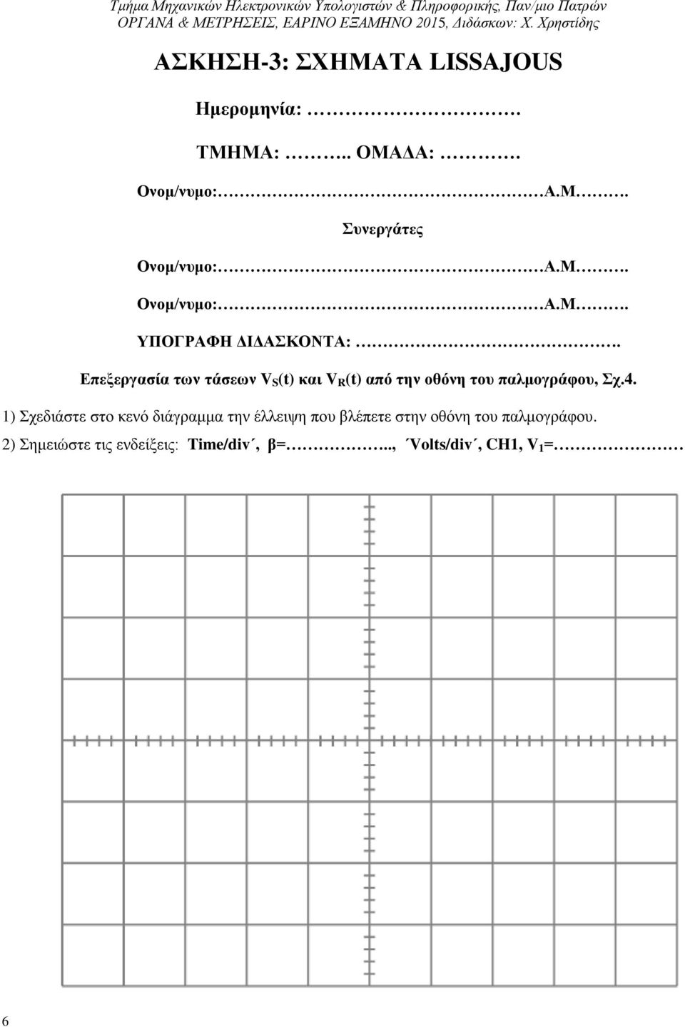 Επεξεργασία των τάσεων V S (t) και V R (t) από την οθόνη του παλμογράφου, Σχ.4.