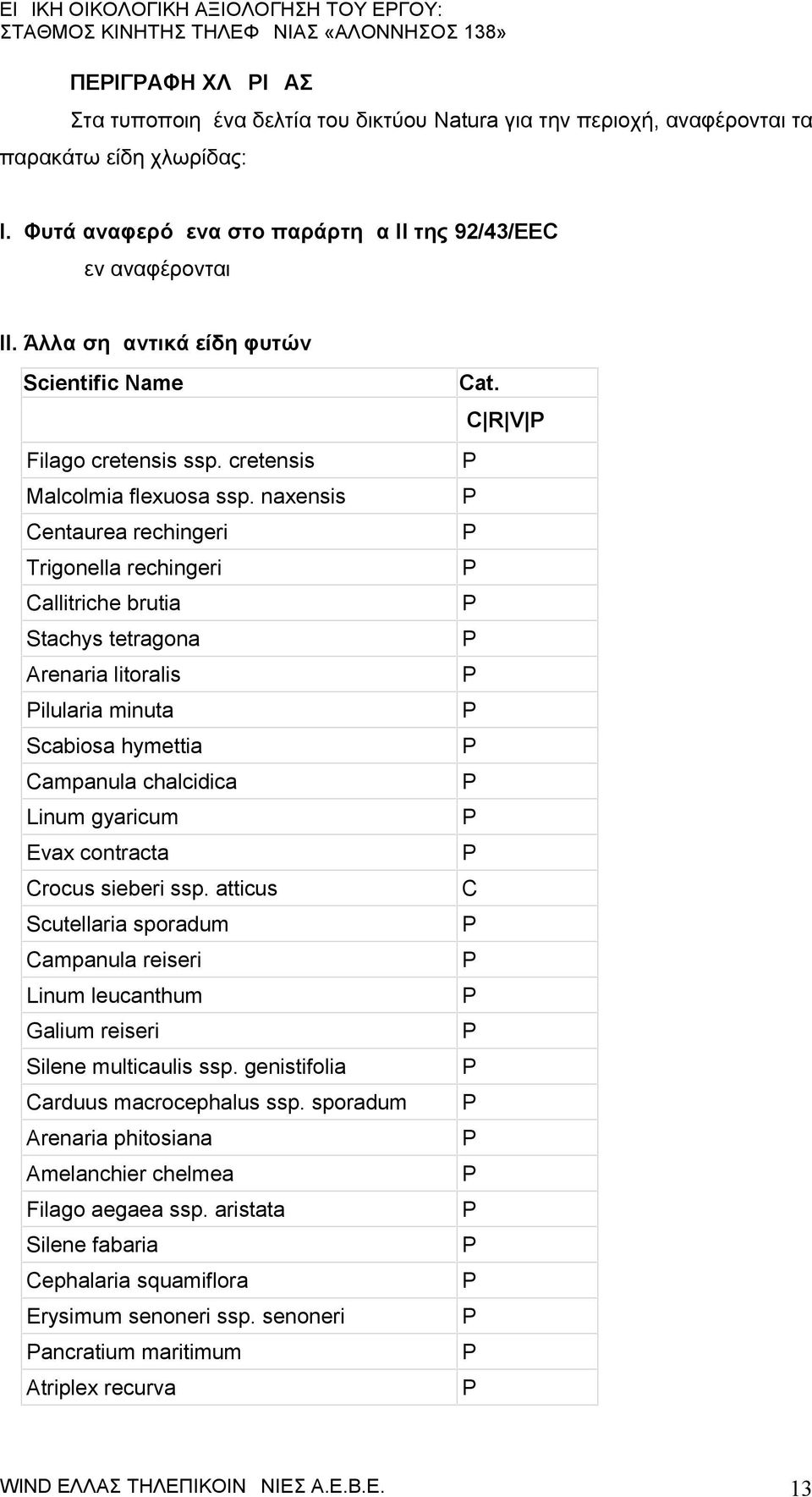 naxensis Centaurea rechingeri Trigonella rechingeri Callitriche brutia Stachys tetragona Arenaria litoralis Pilularia minuta Scabiosa hymettia Campanula chalcidica Linum gyaricum Evax contracta