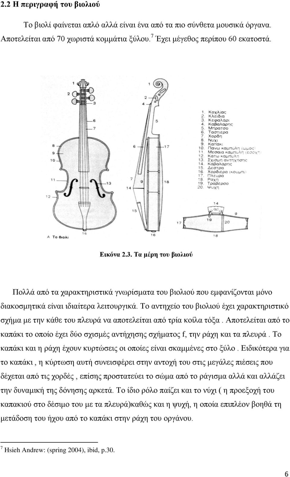 Το αντηχείο του βιολιού έχει χαρακτηριστικό σχήμα με την κάθε του πλευρά να αποτελείται από τρία κοίλα τόξα.