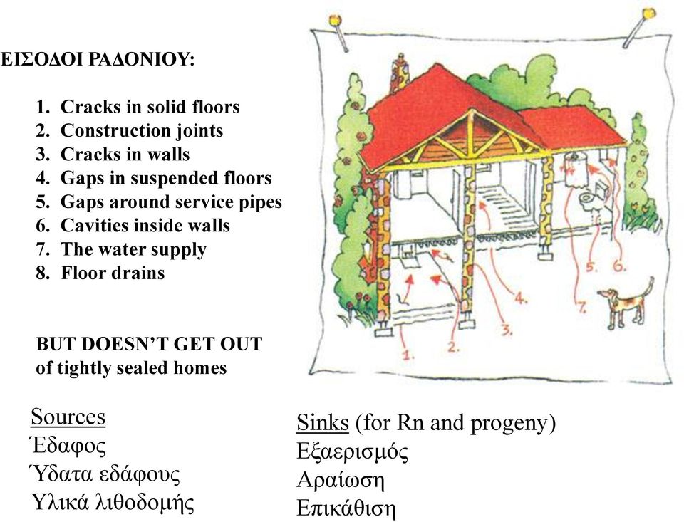 Cavities inside walls 7. The water supply 8.