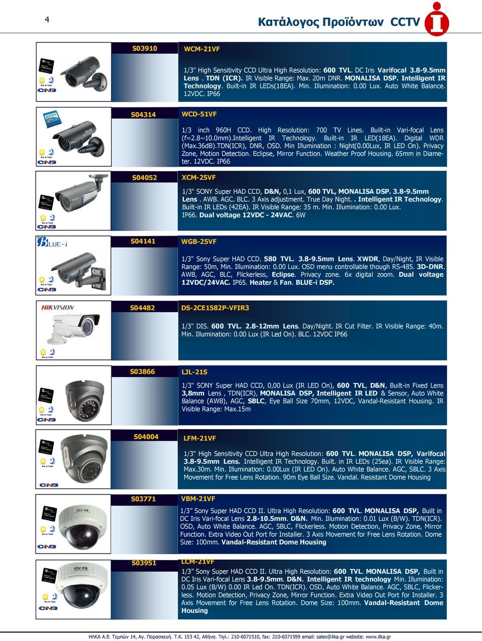 Built-in Vari-focal Lens (f=2.8~10.0mm).intelligent IR Technology. Built-in IR LED(18EA). Digital WDR (Max.36dB).TDN(ICR), DNR, OSD. Min Illumination : Night(0.00Lux, IR LED On).