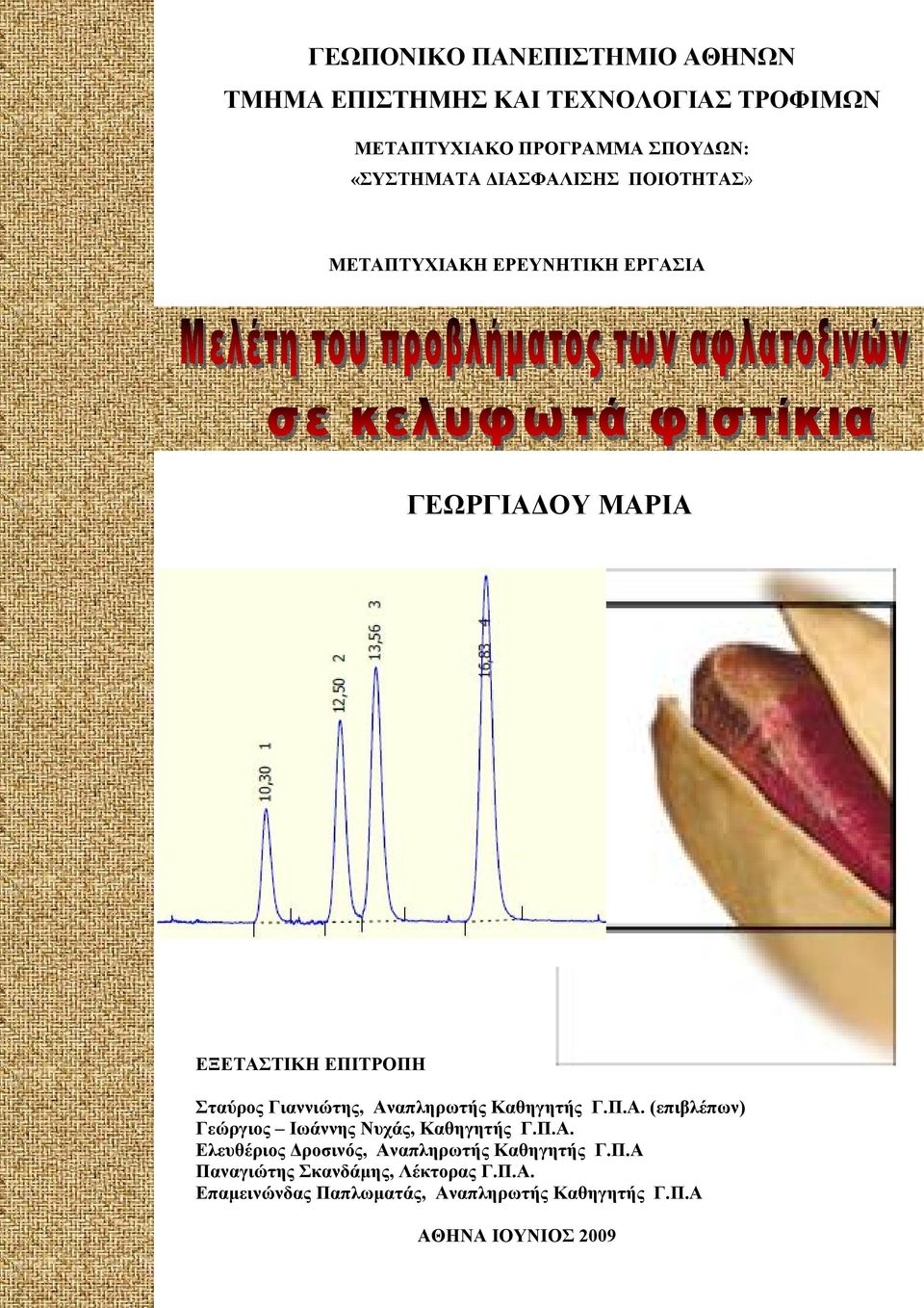 Αναπληρωτής Καθηγητής Γ.Π.Α. (επιβλέπων) Γεώργιος Ιωάννης Νυχάς, Καθηγητής Γ.Π.Α. Ελευθέριος Δροσινός, Αναπληρωτής Καθηγητής Γ.