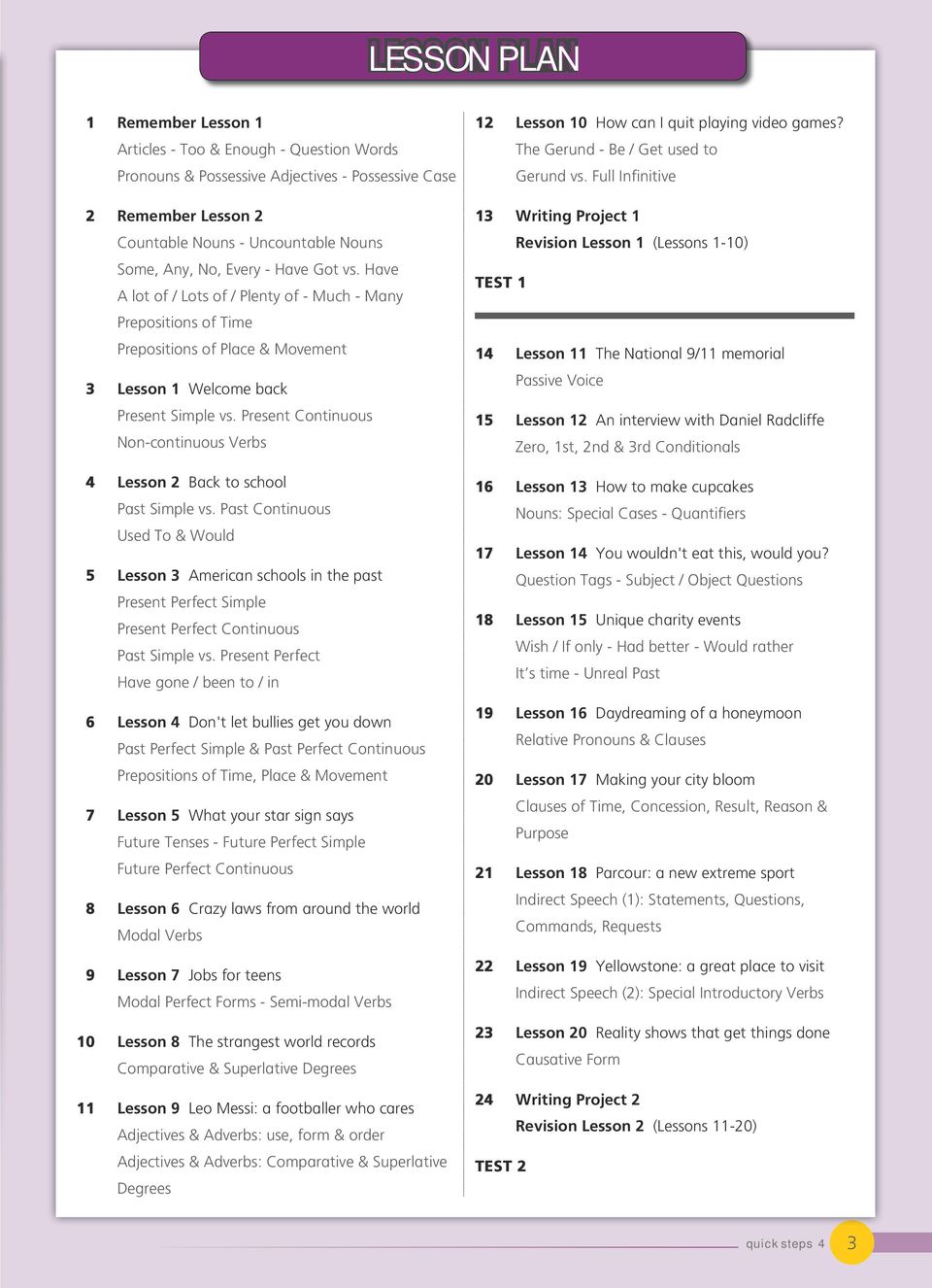 resent Continuous Non-continuous Verbs 4 Lesson 2 Back to school ast Simple vs.