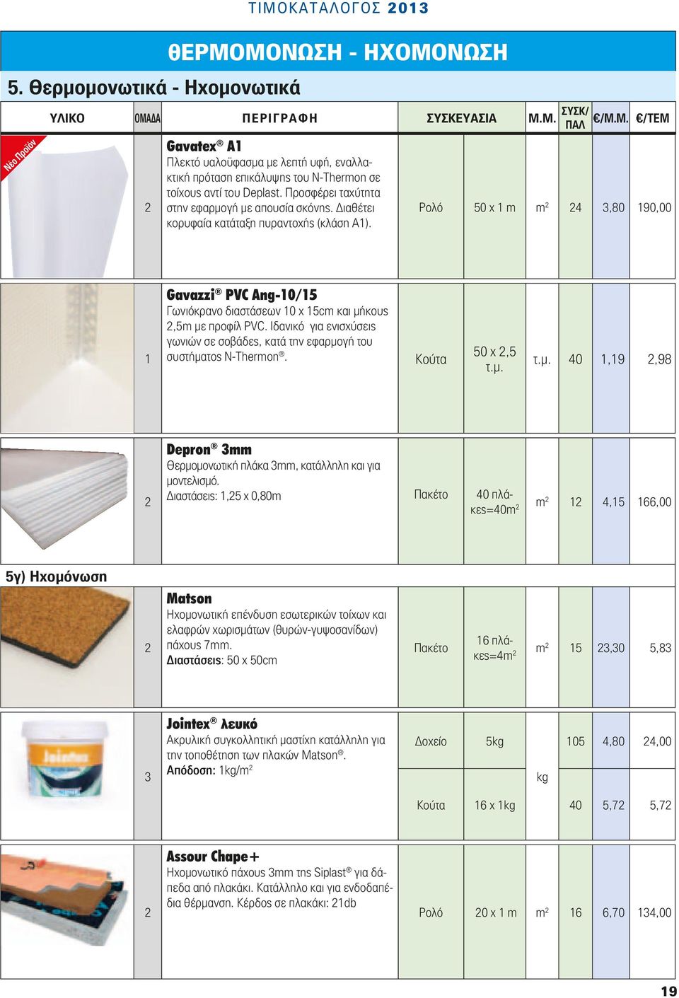 Poλό 50 x m m 4,80 90,00 Gavazzi PVC Αng-0/5 Γωνιόκρανο διαστάσεων 0 x 5cm και μήκους,5m με προφίλ PVC. Ιδανικό για ενισχύσεις γωνιών σε σοβάδες, κατά την εφαρμογή του συστήματος N-Thermon.