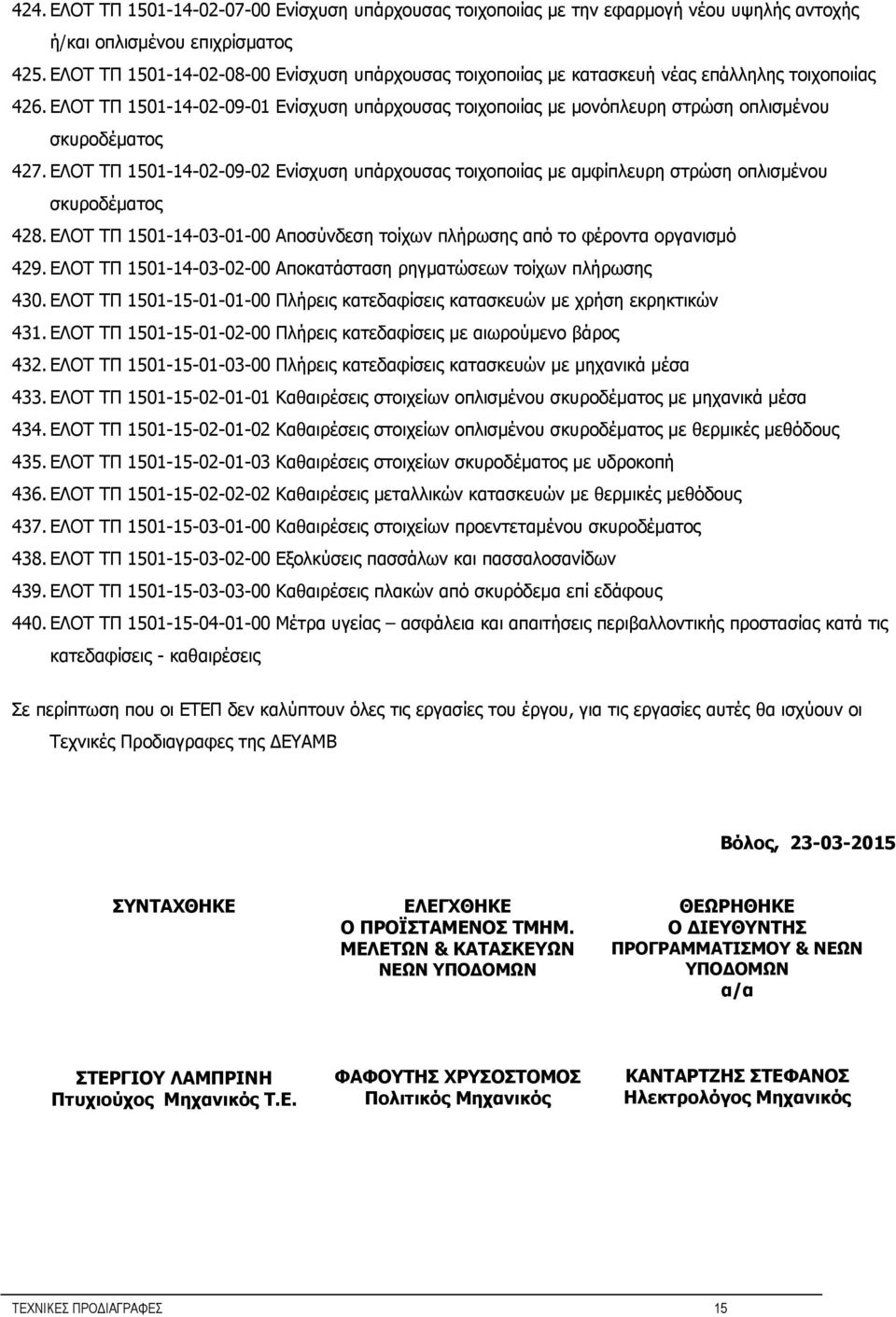 ΕΛΟΤ ΤΠ 1501-14-02-09-01 Ενίσχυση υπάρχουσας τοιχοποιίας με μονόπλευρη στρώση οπλισμένου σκυροδέματος 427.