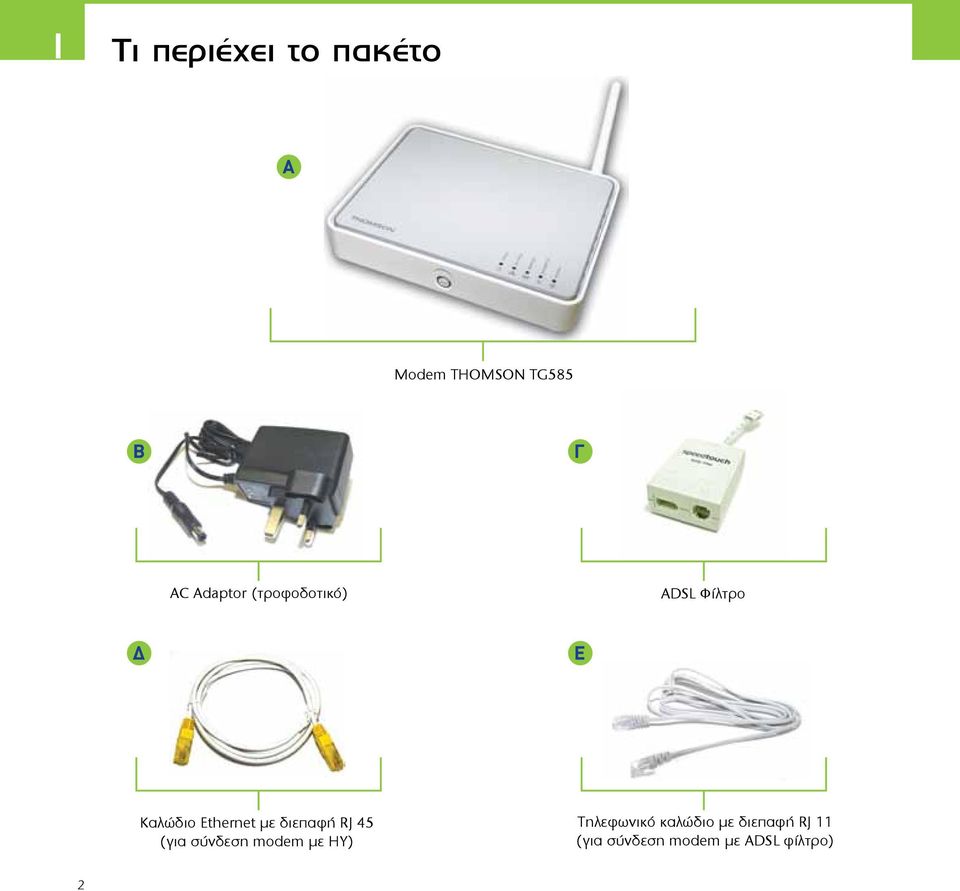 διεπαφή RJ 45 (για σύνδεση modem με ΗΥ) Τηλεφωνικό