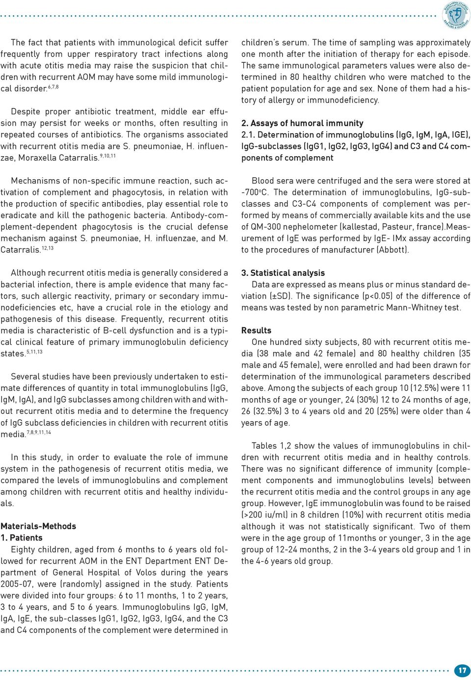 The organisms associated with recurrent otitis media are S. pneumoniae, H. influenzae, Moraxella Catarralis.