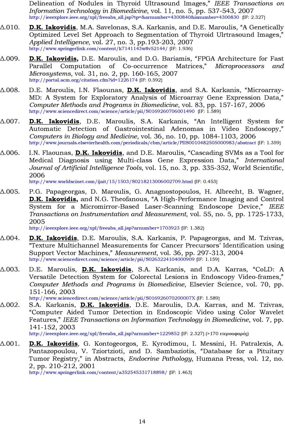 Maroulis, A Genetically Optimized Level Set Approach to Segmentation of Thyroid Ulrtrasound Images, Applied Intelligence, vol. 27, no. 3, pp.193-203, 2007 http://www.springerlink.