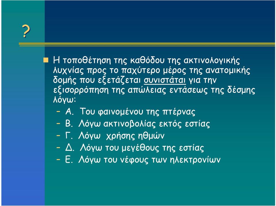 εντάσεως της δέσμης λόγω: Α. Του φαινομένου της πτέρνας Β.