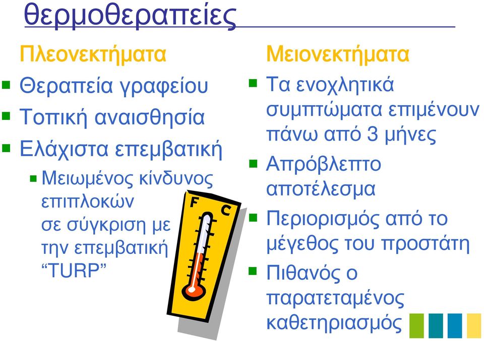 Μειονεκτήματα Τα ενοχλητικά συμπτώματα επιμένουν πάνω από 3 μήνες Απρόβλεπτο