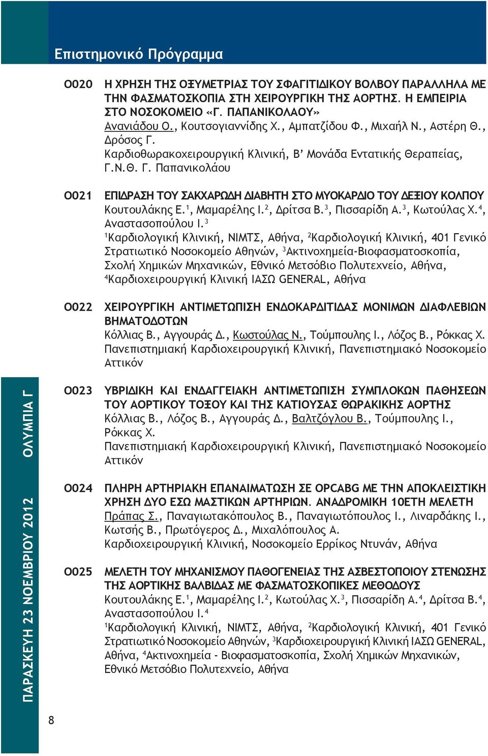 , Μαμαρέλης Ι. 2, Δρίτσα Β. 3, Πισσαρίδη Α. 3, Κωτούλας Χ. 4, Αναστασοπούλου Ι.