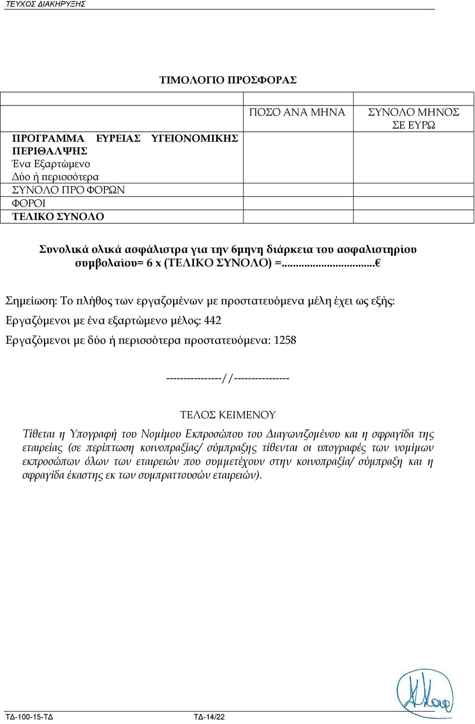 .. Σημείωση: Το πλήθος των εργαζομένων με προστατευόμενα μέλη έχει ως εξής: Εργαζόμενοι με ένα εξαρτώμενο μέλος: 442 Εργαζόμενοι με δύο ή περισσότερα προστατευόμενα: 1258