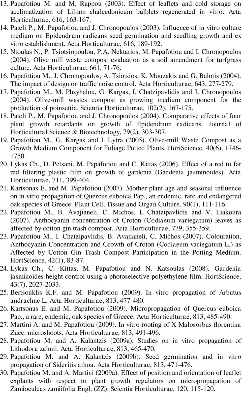 Acta Horticulturae, 616, 189-192. 15. Ntoulas N., P. Tsiotsiopoulou, P.A. Nektarios, M. Papafotiou and I. Chronopoulos (2004).