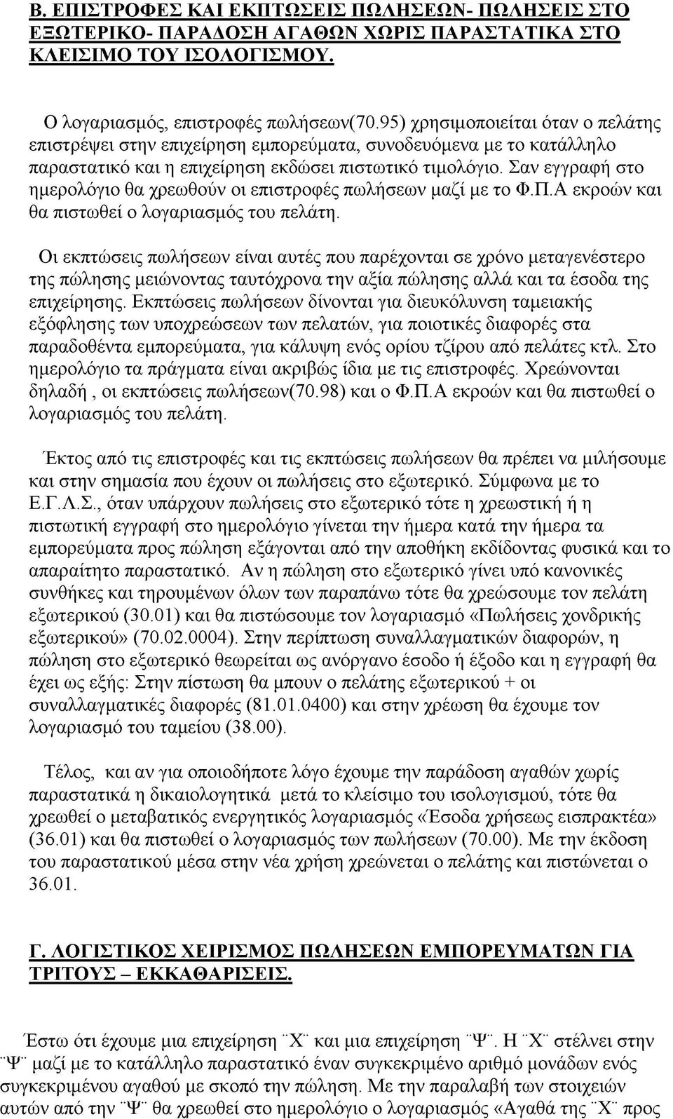 Σαν εγγραφή στο ημερολόγιο θα χρεωθούν οι επιστροφές πωλήσεων μαζί με το Φ.Π.Α εκροών και θα πιστωθεί ο λογαριασμός του πελάτη.