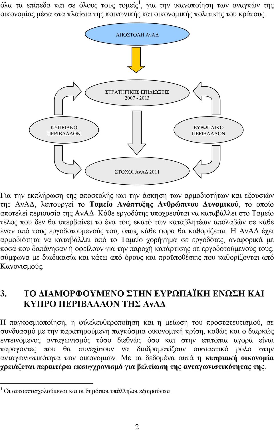 λειτουργεί το Ταμείο Ανάπτυξης Ανθρώπινου Δυναμικού, το οποίο αποτελεί περιουσία της ΑνΑΔ.