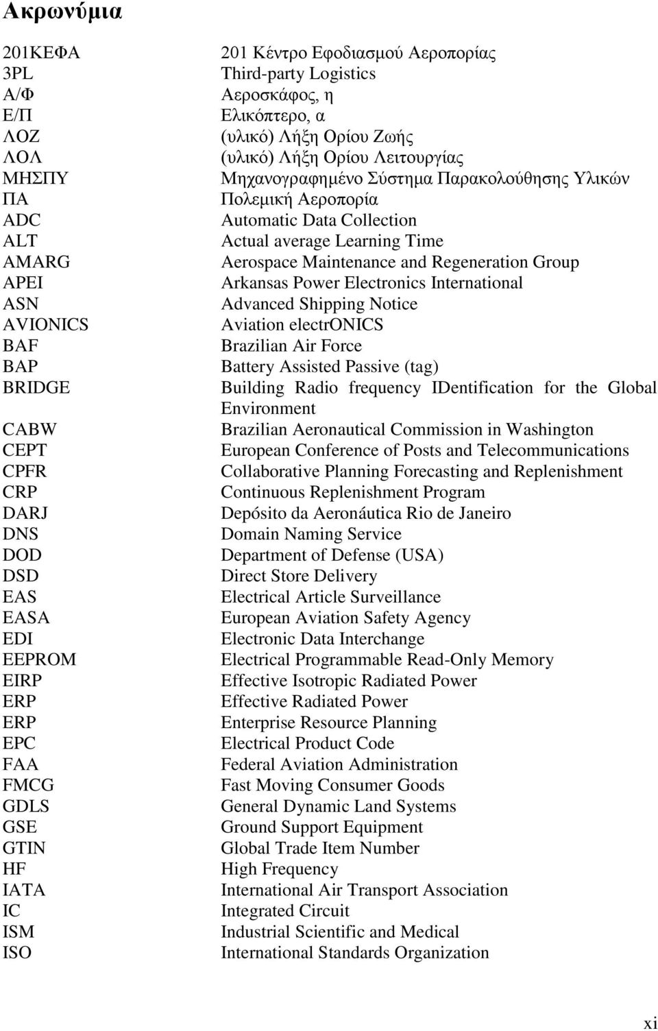 Πολεμική Αεροπορία Automatic Data Collection Actual average Learning Time Aerospace Maintenance and Regeneration Group Arkansas Power Electronics International Advanced Shipping Notice Aviation