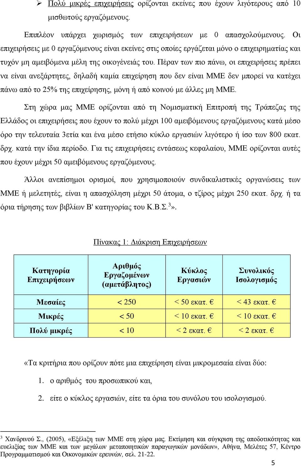 Πέραν των πιο πάνω, οι επιχειρήσεις πρέπει να είναι ανεξάρτητες, δηλαδή καμία επιχείρηση που δεν είναι ΜΜΕ δεν μπορεί να κατέχει πάνω από το 25% της επιχείρησης, μόνη ή από κοινού με άλλες μη ΜΜΕ.