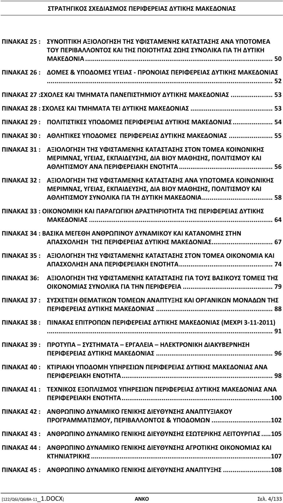 .. 53 ΠΙΝΑΚΑΣ 28 : ΣΧΟΛΕΣ ΚΑΙ ΤΑ TEI ΔΥΤΙΚΗΣ ΜΑΚΕΔΟΝΙΑΣ... 53 ΠΙΝΑΚΑΣ 29 : ΠΟΛΙΤΙΣΤΙΚΕΣ ΥΠΟΔΟΜΕΣ ΠΕΡΙΦΕΡΕΙΑΣ ΔΥΤΙΚΗΣ ΜΑΚΕΔΟΝΙΑΣ... 54 ΠΙΝΑΚΑΣ 30 : ΑΘΛΗΤΙΚΕΣ ΥΠΟΔΟΜΕΣ ΠΕΡΙΦΕΡΕΙΑΣ ΔΥΤΙΚΗΣ ΜΑΚΕΔΟΝΙΑΣ.