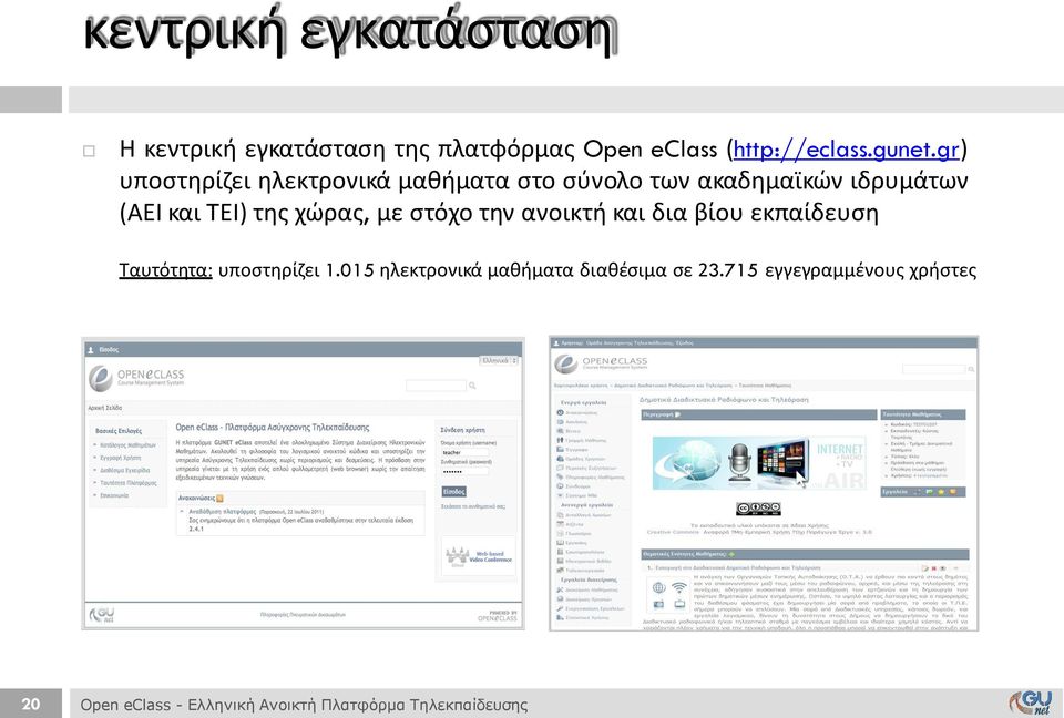 χώρας, με στόχο την ανοικτή και δια βίου εκπαίδευση Ταυτότητα: υποστηρίζει 1.