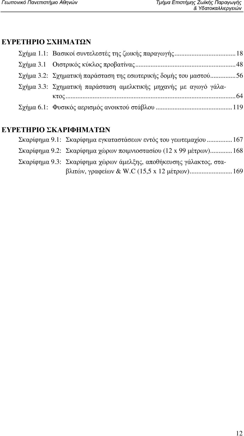 3: Σχηµατική παράσταση αµελκτικής µηχανής µε αγωγό γάλακτος...64 Σχήµα 6.1: Φυσικός αερισµός ανοικτού στάβλου...119 ΕΥΡΕΤΗΡΙΟ ΣΚΑΡΙΦΗΜΑΤΩΝ Σκαρίφηµα 9.