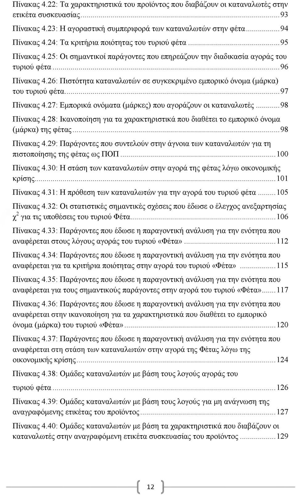 26: Πιστότητα καταναλωτών σε συγκεκριμένο εμπορικό όνομα (μάρκα) του τυριού φέτα...97 Πίνακας 4.27: Εμπορικά ονόματα (μάρκες) που αγοράζουν οι καταναλωτές...98 Πίνακας 4.