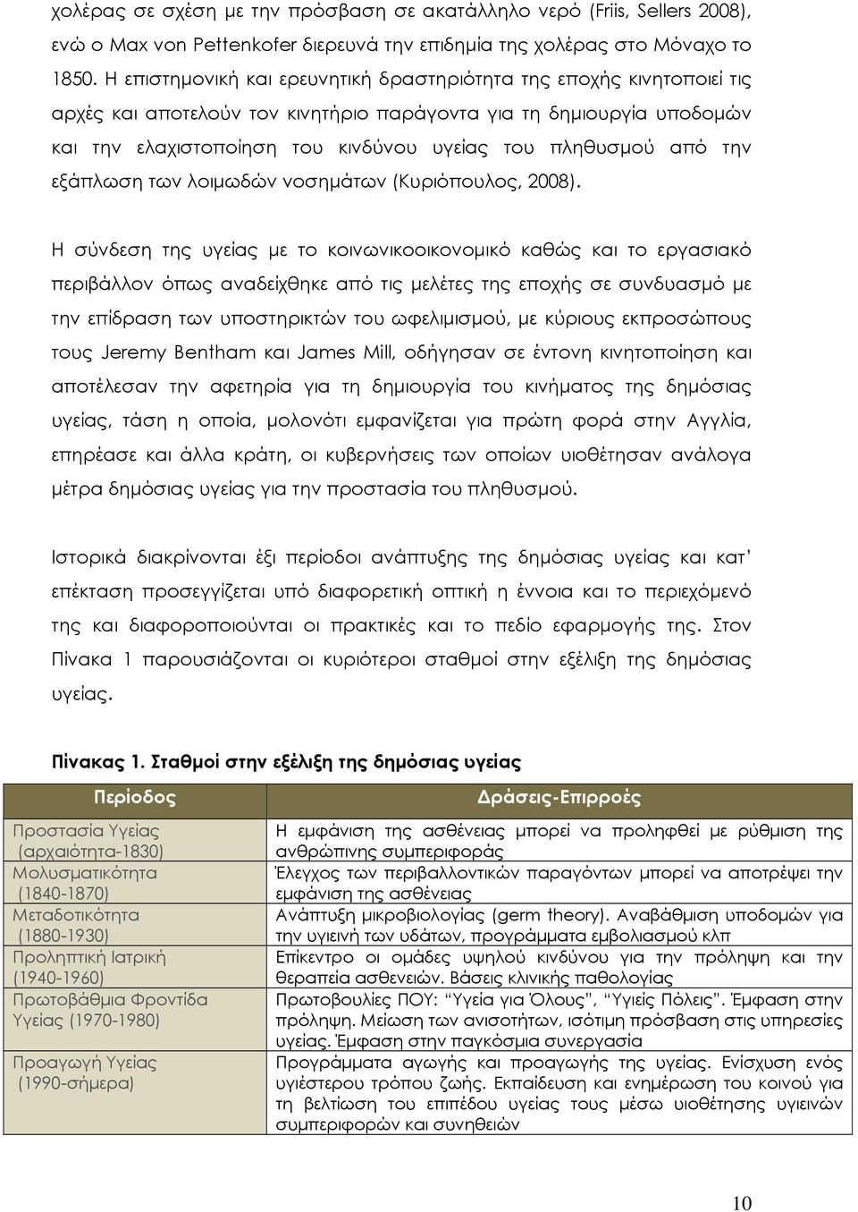 από την εξάπλωση των λοιμωδών νοσημάτων (Κυριόπουλος, 2008).