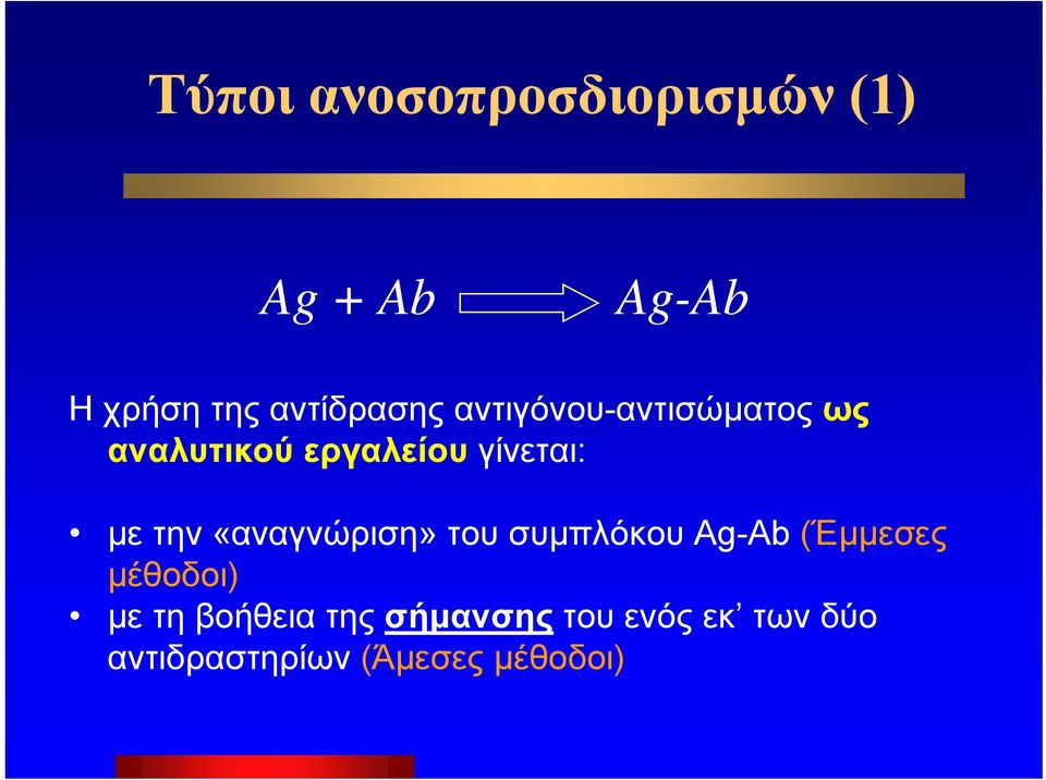 γίνεται: με την «αναγνώριση» του συμπλόκου Ag-Ab (Έμμεσες